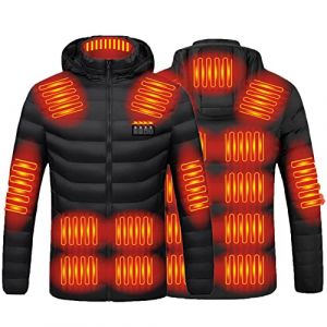 Susenstone Veste Chauffante USB Hommes Femmes Doudoune Manteau Chauffant &Eacute;lectrique Hiver Chaud Lavable avec 3 Niveaux de Chauffage et 21 Zones Chauffage pour Ski P&ecirc;che Randonn&eacute;e Plein Air Blouson (⭐⭐⭐⭐⭐Susenstone, neuf)