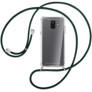 SIMao Collier pour Samsung Galaxy A8 2018 Coque Transparent Silicone Housse avec Cordon de Collier Necklace Lanyard Case &Eacute;tui de T&eacute;l&eacute;phone avec Cordon Collier Coque pour A8 2018,Vert Fonc&eacute; (SIMao, neuf)