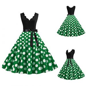 G&eacute;n&eacute;rique Femmes Robe Annee 50 60 40 Vintage Pin Up Retro &eacute;L&eacute;Gante Mariage Cocktail Soir&eacute;E F&ecirc;Te C&eacute;R&eacute;Monie D&eacute;Contract&eacute;E Fronc&eacute; &agrave; Volants Robe Rockabilly Femme Pin Up (qiaoxiahe, neuf)