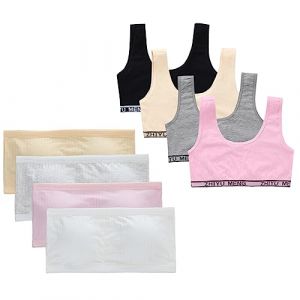 Surakey Soutien-Gorge Filles sous-V&ecirc;tements sans Bretelles,Coton Soutien-Gorge Respirant Fille,Invisible Coussinet Amovible,10-14Ans Adolescente Brassiere Remboure Tour Poitrine Taille Unique Type 4 (Surakey, neuf)