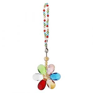 Create idea Multicolore Fleur Attrape-Soleil Ornement Suspendu en Cristal de Pendentif de Rétroviseur de Voiture Accessoires Décoration de Charme Intérieur Automobile 15cm/5.9 Pouces de Longueur (Create Idea, neuf)