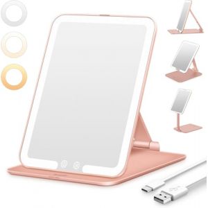 Auxmir Miroir Maquillage Lumineux avec 72 LED, 1500mAh USB Rechargeble, Miroir Super HD avec Écran Tactile, Miroir Coiffeuse LED avec 3 Couleurs de Lumière pour Voyage et Chambre, Or Rose (Auxmir Direct, neuf)