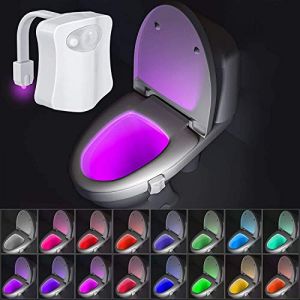 16 Couleurs Changement Lumiere Cuvette WC, Lampe de Toilette Cuvette LED Lampe Automatique Veilleuse Détecteur Mouvement (B) (Riaxuebiy, neuf)