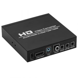 Mcbazel Scart vers HDMI Convertisseur SCART+HDMI vers HDMI avec de Format 3,5mm Convertir 480I(NTSC)/576I(PAL) en Sortie de Signal HDMI 720P/1080P Connexion avec Le DVD,décodeur,Lecteur HD,GameConsole (TransChased, neuf)