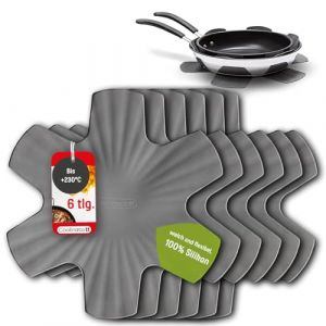 Coolinato - Set de 6 prot&egrave;ge-po&ecirc;les en Silicone 35 cm Gris - Dessous de Plat Universel, Protection pour po&ecirc;les & casseroles empilable - Protection Thermique, Lavable au Lave-Vaisselle et sans BPA (Culinarta GmbH, neuf)