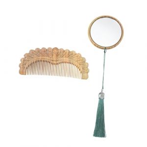 VALICLUD 1 Ensemble De Peigne Sculpté Miroir Rond Peigne Vintage Miroir De Poche Vintage Et Peigne Miroirs À Main En Bois Miroir De Maquillage Rétro Peigne Miroir Fait Main Peigne Dans Un (Cedongh, neuf)