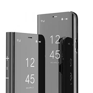 QIWEIQING Coque Compatible avec Samsung Galaxy S8, Miroir Smart View Makeup Etui Stand Protecteur Housse Coque Etui à Rabat Coque pour Samsung Galaxy S8 Flip Mirror Black QH (QIWEIQING, neuf)