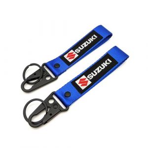 WRFUU Moto Polyester Porte-cl&eacute;s personnalis&eacute; en brod&eacute; Porte-cl&eacute;s personnalis&eacute; Porte-cl&eacute;s pour Suzuki,Blue-A (wangrunfubaihuodian, neuf)