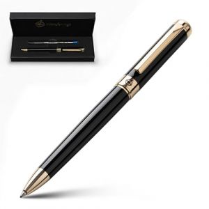 WANDERINGS Stylo-Bille Premium Avec Encre Allemande &ndash; Parfaitement &Eacute;quilibr&eacute; Pour Une Exp&eacute;rience D&rsquo;&Eacute;criture Superbe, Plaqu&eacute; Or 24K &ndash; Noir Piano &ndash; Comprend Une Recharge Schmidt Dans Un &Eacute;tui Cadeau (Wanderings, neuf)