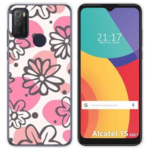 Coque en silicone transparente pour Alcatel 1S 2021/3L 2021 Motif fleurs 09 dessins (TuMundoSmartphone, neuf)