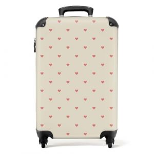 NoBoringSuitcases.com&reg; Valises, Bagages a Main Cabine 55x35x25 10kg, Luggage, Suitcase, Rigides 4 roulettes, De Voyage, Cadenas Avion, Ultra l&eacute;g&egrave;re, Poign&eacute;e Extensible, Motif c&oelig;urs Rose (NoBoringSuitcases, neuf)
