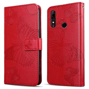 DENDICO Coque pour Huawei P Smart Z / Y9 Prime 2019, Papillon Imprim&eacute; Housse en Cuir PU Magn&eacute;tique Portefeuille, &Eacute;tui &agrave; Rabat pour Huawei P Smart Z / Y9 Prime 2019, Rouge (DENDICO, neuf)