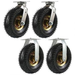Roulette Robuste 2 Fixes Et 2 Pivotantes Roulettes De Industriel 150mm 200mm 250mm Roues En Caoutchouc, Silencieuses Roulements &Agrave; Billes &Agrave; Gorge Profonde, Roue Gonflable Pour Chariot ( Size : 8"/200mm (WHALEBEE, neuf)