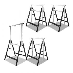 Cecaylie Lot de 4 tr&eacute;teaux pliables en m&eacute;tal - Charge maximale : 200 kg - 7 positions - Hauteur r&eacute;glable de 80 &agrave; 130 cm - Pliable (Infinibest, neuf)