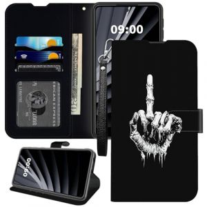 BWEGRHE &Eacute;tui de t&eacute;l&eacute;phone &agrave; motif t&ecirc;te de mort pour Samsung Galaxy A16, pour Galaxy A16, &eacute;tui portefeuille en cuir PU TPU &agrave; rabat avec boucle magn&eacute;tique, b&eacute;quille et fente pour carte de cr&eacute;dit (BWEGRHE, neuf)