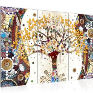 Runa Art Tableau Decorration Murale - Klimt L'Arbre De Vie Peinture - Salon - XXL 120 x 80 Cm - Coloré Abstrait Arbre - 3 Parties - 004631a (Runa Art GmbH, neuf)