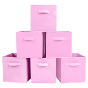 PowerKing Lot de 6 bacs cubiques de rangement pliables en tissu pour placard et jouets, Polypropyl&egrave;ne, rose, Rose (PowerKing FR, neuf)