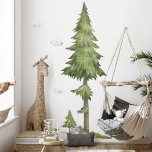 Runtoo Stickers Muraux Grand Arbre Pin Autocollant Mural Aquarelle Geant Arbre Deco Stickers Salon Chambre Enfants Bébé Décoration (Decalplanet-EU, neuf)