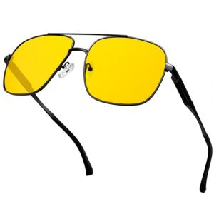 KANASTAL Lunettes de Conduite de Nuit pour Homme et Femme, Lunettes Jaune Conduite de Nuit UV400 Rectangulaire Monture Noir (kanastal, neuf)