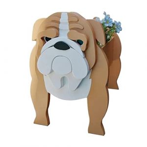 Sempoda Pot de fleurs en forme de chien, pot de bouledogue anglais, pot de fleurs en PVC pour ext&eacute;rieur et int&eacute;rieur, 27cm/10.6inch, Bulldog (Red, Fawn, White) (nuliso, neuf)
