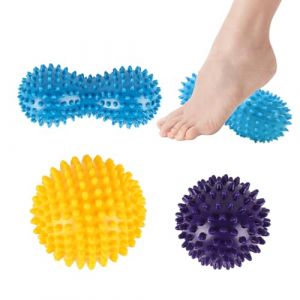 Lot de 3 balles de massage à picots : balle de massage cacahuètes, balles de lacrosse et masseur de fasciite plantaire, balle de massage pour point de déclenchement, récupération des muscles de la (Bbtcxjs, neuf)
