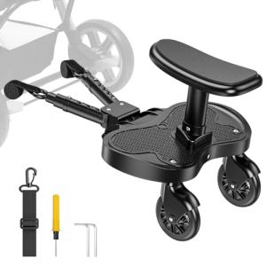 BugyKido Planche Poussette Universelle, Marche Pied Poussette Universelle avec Siège, Sangle de Suspension, Compatible Avec 99% des Poussettes, Planches à roulettes pour Enfants de 2 à 6 Ans (25KG) (LOUXIAOLEI LIMITED, neuf)