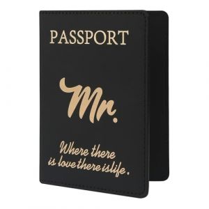 ILIYAH Protege Passeport Protection Francais - Pochette Passeport Etui de Voyage Cuir PU de Qualit&eacute; Design Distinctif pour Hommes et Femmes(Noir Mr) (Iliyah, neuf)