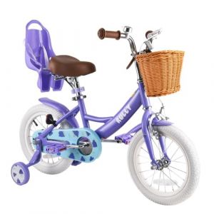 RULLY Vélo Enfant Grape 16 Pouces pour Filles de 4 à 7 Ans – avec roulettes, Panier et Siège Poupée – Couleur Rose (Rully Bike, neuf)