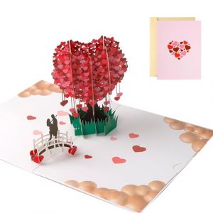 LCUHAVA Carte Mariage 3D Carte Pop up, Red Love Tree Carte F&eacute;Licitations Mariage Cards With Envelope Wedding Greeting Cards Money Gifts for Anniversary, Wedding Gifts, Wedding Invitations (dianranxiaodian, neuf)