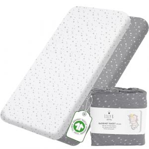 Lilly B. lot 2 Draps Housse Cododo GOTS Coton Biologique pour berceaux cododo et Universel jusqu'à 50x90cm Next2me, kinderkraft, Halo, Safety 1st, (2 DRAPS (sans alèse)) (Lilly Belly, neuf)
