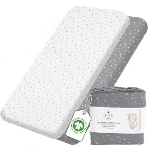 Lilly B. lot 2 draps-Housse GOTS Coton Biologique pour berceaux cododo et Universel jusqu'à 50x90cm Next2me, kinderkraft, Halo, Safety 1st, (2 DRAPS (sans alèse)) (Lilly Belly, neuf)