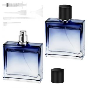 LOPHE 2PCS Flacon Pulvérisateur De Parfum,Vaporisateur Parfum Vide Voyage, Flacon De Parfum Rechargeable,Atomiseur De Parfum Réutilisable,Flacon Parfum Vide Mini Portable,Dégradé bleu,50 ML (Botoo, neuf)