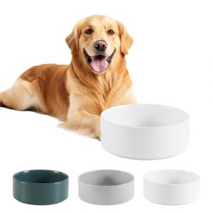 C&eacute;ramique Gamelle Chien Antid&eacute;rapante - Bol Chien Croquette et Eau pour Moyen et Grand Mod&egrave;le - Bol C&eacute;ramique Anti&eacute;claboussure - 21,5 cm - 750 g / 1750 ML - Blanc (PTOBER, neuf)