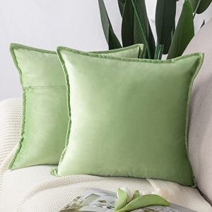 Madizz Lot de 2 Doux Velours Décoratif Housses de Coussin Luxe Style pour canapé Chambre Vert Pomme 65 x 65 cm (Madizz EU, neuf)