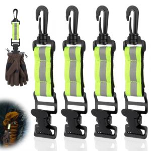 OFFCUP Porte Gants, 4pcs Clip De Gants de Travail, Glove Clips de Pompier Avec Mousqueton et Barre Réfléchie Pour Accrocher Des Gants Des Serviettes Des Casques (Vert) (BEST-SELLER5, neuf)