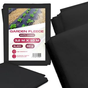 Instalguru Toile Anti-Mauvaises Herbes 80 g/m&sup2; 3,2x10 m G&eacute;otextile Noir R&eacute;sistant aux UV Jardin All&eacute;es Parterres Am&eacute;nagement Ext&eacute;rieur Barri&egrave;re Anti-Herbes Sol Durable Protection (Instalguru-fr, neuf)