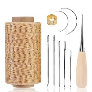 Kit De Couture De Fil Cir&eacute; En Cuir De 250 M Comprenant Une Aiguille De Fil &agrave; Coudre, Un Kit De R&eacute;paration De Tapisserie D'ameublement En Cuir Pour La Couture Et La R&eacute;paration (Couleur naturelle) (Benlay, neuf)