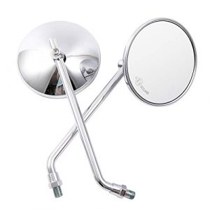 Rétroviseur latéral de moto rond universel CNC en aluminium rétroviseur pour moto vélo café Racer Chopper Bobber (Argent) (evomosa Eur., neuf)