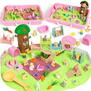 KNASON Sable Jouet Magique pour Lapin et Hamster,Jeu de Sable Kit pour Fille et Garçon avec Sable Sensoriel et Bac à Sable,Jouets pour animaux de compagnie Cadeau d'anniversaire pour Enfant de 3+ Ans (SanosEU, neuf)