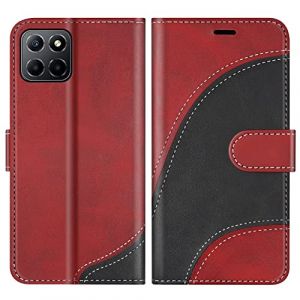 BoxTii Coque pour Huawei Honor X8 5G / Honor X6 5G, Portefeuille Etui en Cuir PU, Magnétique Protection Housse Coque pour Huawei Honor X8 5G / Honor X6 5G, Rouge (BoxTii, neuf)