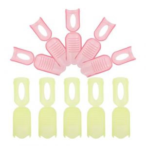 DECHOUS 10 Pinces &agrave; Ongles en Plastique Semi-transparentes Rose Fonc&eacute; et Jaune, Ajustables, Lot de 10, Outil pour Ongles en Gel, Pince &agrave; Colle Pratique pour D&eacute;pose de Vernis, Usage Voyage (Delicious.C, neuf)