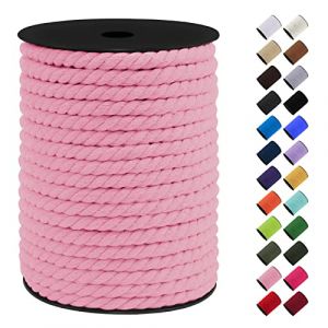 LEREATI Corde Macramé 8mm, 40m Fil Macramé Ficelle Corde Cordon Coton Naturelle, Grosse Corde Douce pour DIY, Porte Plante Mural, Jardin Décoration, Artisanat (Rose) (LEREATI, neuf)