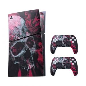 Mcbazel Autocollant antidérapant Autocollant en Vinyle Peau Couverture Plaques adhésives Autocollantes pour PS5 Slim d'origine Uniquement-Red Skull (InniSpec, neuf)