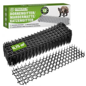 ISOTRONIC D&eacute;fense Contre Les Chats pour l'ext&eacute;rieur Tapis Anti-fouines Grille pour Animaux - Tapis Anti-Chats, avec Pointes en Plastique de 2,5 cm, (Noir 12 pi&egrave;ces) (Internetz24, neuf)