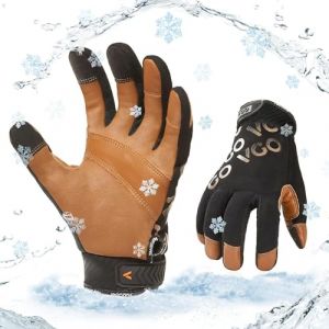 Vgo... Gants de travail d'hiver,gants légers de mécanicien,étanches,gants de rigueur, 4℉ ou plus 3M Thinsulate C100 (GA9603FW,Marron,S,1Paire) (VGO GLOVES, neuf)