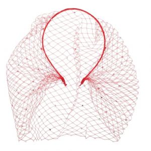 COSMEVIVI Chapeau bibi &agrave; voile pour femme - Bijou bibi avec voile en r&eacute;sille - Chapeau pour les courses et les cocktails - Accessoire de t&ecirc;te rouge pour la m&egrave;re de la mari&eacute;e et les invit&eacute;es. (Boochan, neuf)