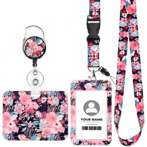 2 Pi&egrave;ces Porte Badge Tour de Cou avec 2 Porte-cartes, Porte Badge Enrouleur Cordon Tour de Cou avec Fermoir Mousqueton Pivotant pour Carte Bancaire, Carte de Bus, Cl&eacute;, Carte d'Identit&eacute; (grimig, neuf)