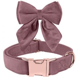 KTWSUEF Noeud Papillon Chiens, Collier pour Chien Velours, Confortable Collier Chien，Nœud Papillon Chiens Amovible et Réglable pour Mariages, Anniversaires, Festivités (Rose foncé, M) (hubeiguangxinwangkejiyouxiangongsi, neuf)