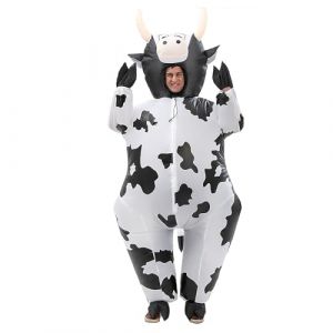 XAMOFAN Costume De Vache de Cochon Gonflable Déguisements Costume gonflable Cosplay Halloween Roleplay Party Holiday pour Adulte (White) (ZHIJUNDIANSHANG, neuf)