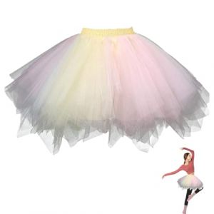 Jupe en Tulle Femme,Adulte Jupe Tutu,Jupe Tutu Rétro,Jupe Tutu en Tulle,Jupe Plissée en Tulle,Jupe de Fée Maille,Convient Jupe en Tulle de Carnaval,Costume de Carnaval de Cours de Ballet,Coloré (FANYAhome, neuf)